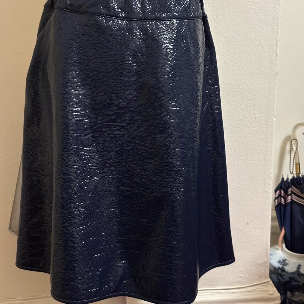 Vintage Patent Leather A-line Skirt Made In Italy Color Block - Picture 4 of 4